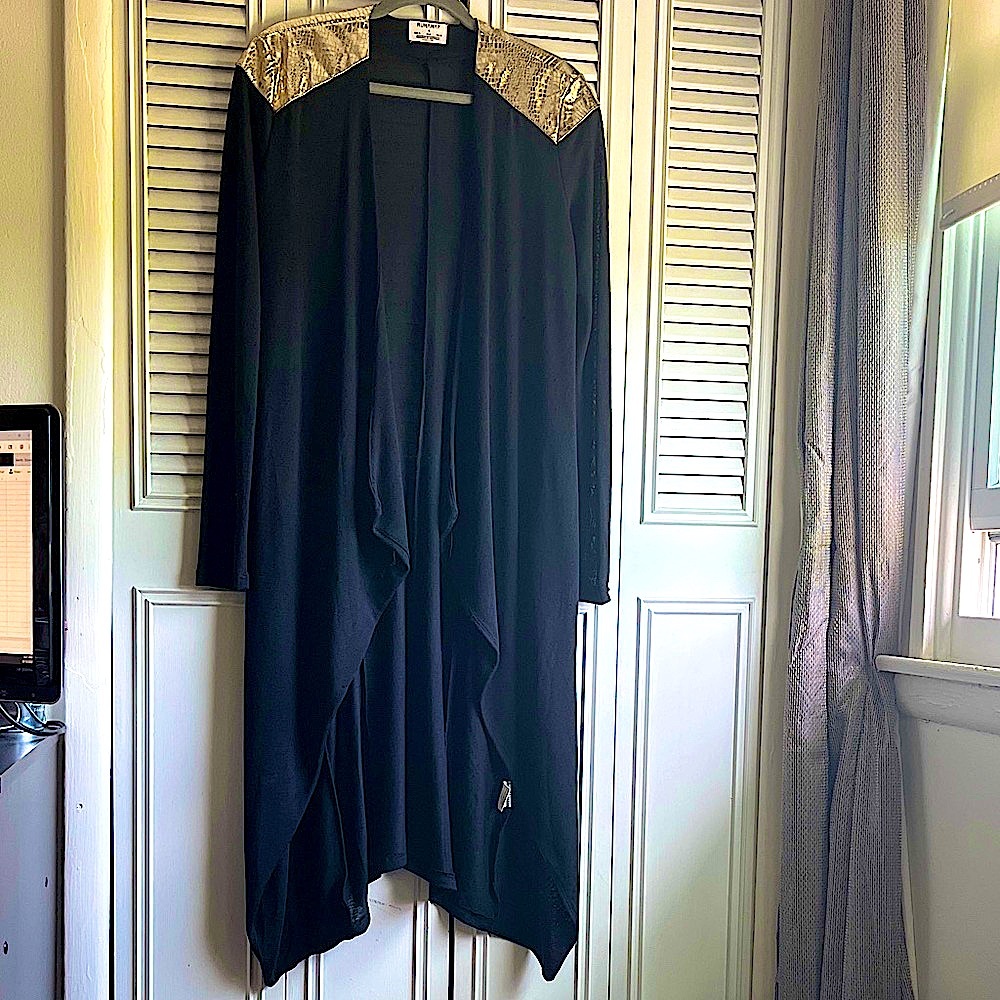 Black Cardigan with Gold Accents